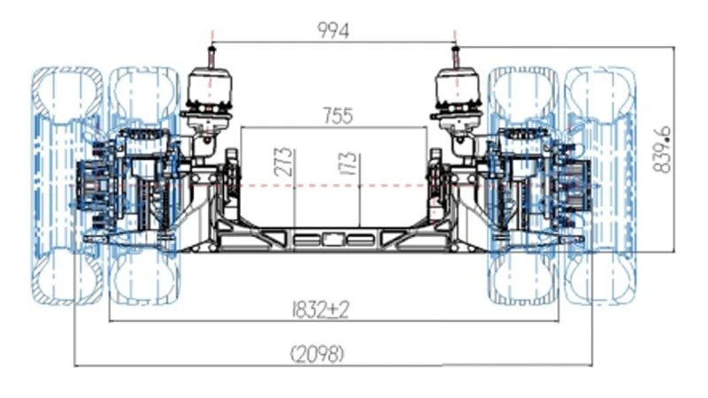 Dimension of electric bus axle EA1400K Dimension of electric bus axle EA1400K